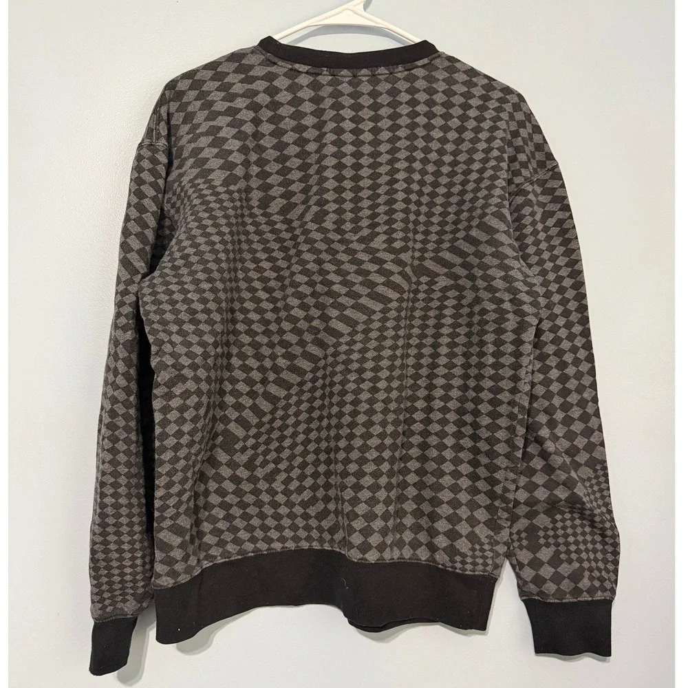 Airwalk Men's XS Diamond Print Crewneck Sweatshirt Gray Black Skatewear